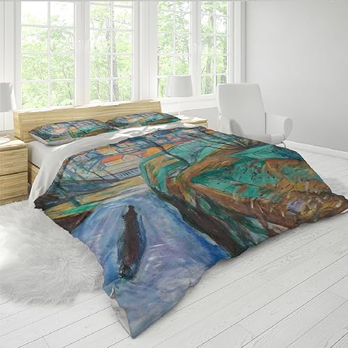Housse de couette haut de gamme peinture Edvard Munch en literie 3 pièces - 3