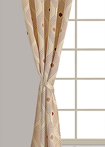 Image of Swayam 80% Blackout Polyester Long Door Curtain for Living Room & Bedroom | 9 Feet | Room Darkening Curtain with Eyelets | Pack of 1 | Geometric Design - Beige