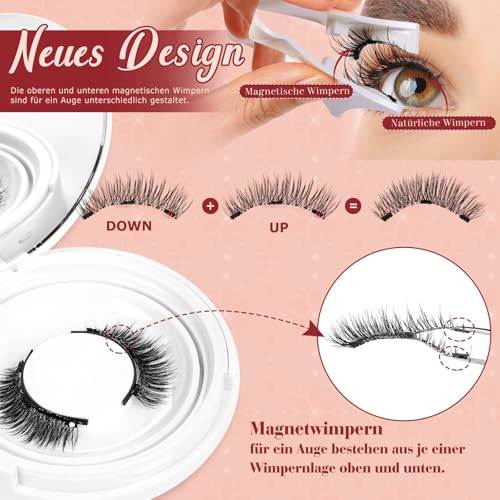 Higu clace Magnetische Wimpern,Magnet Wimpern Ohne Eyeliner,Magnetische Wimpern mit Applikator,Wimpern Magnetisch Natürlicher Look,Kein Kleber erforderlich Wimpern Magnetic(8A)