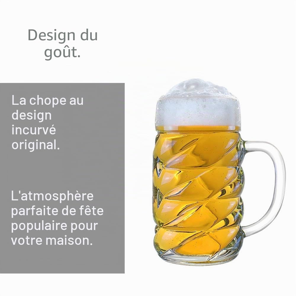 Stölzle Lausitz – Diamond chope à bière 1l - 6 pièces/chope de biere 1l / chope biere d'Allemagne/verres à bière