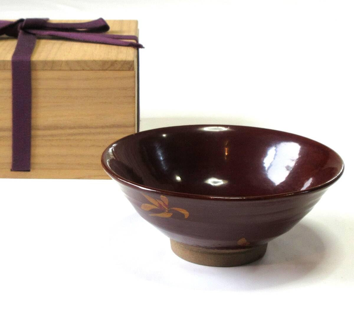 Amazon.co.jp: 手塗漆 会津塗 乾漆 陶胎漆器 抹茶碗 茶碗型 溜塗 蘭  