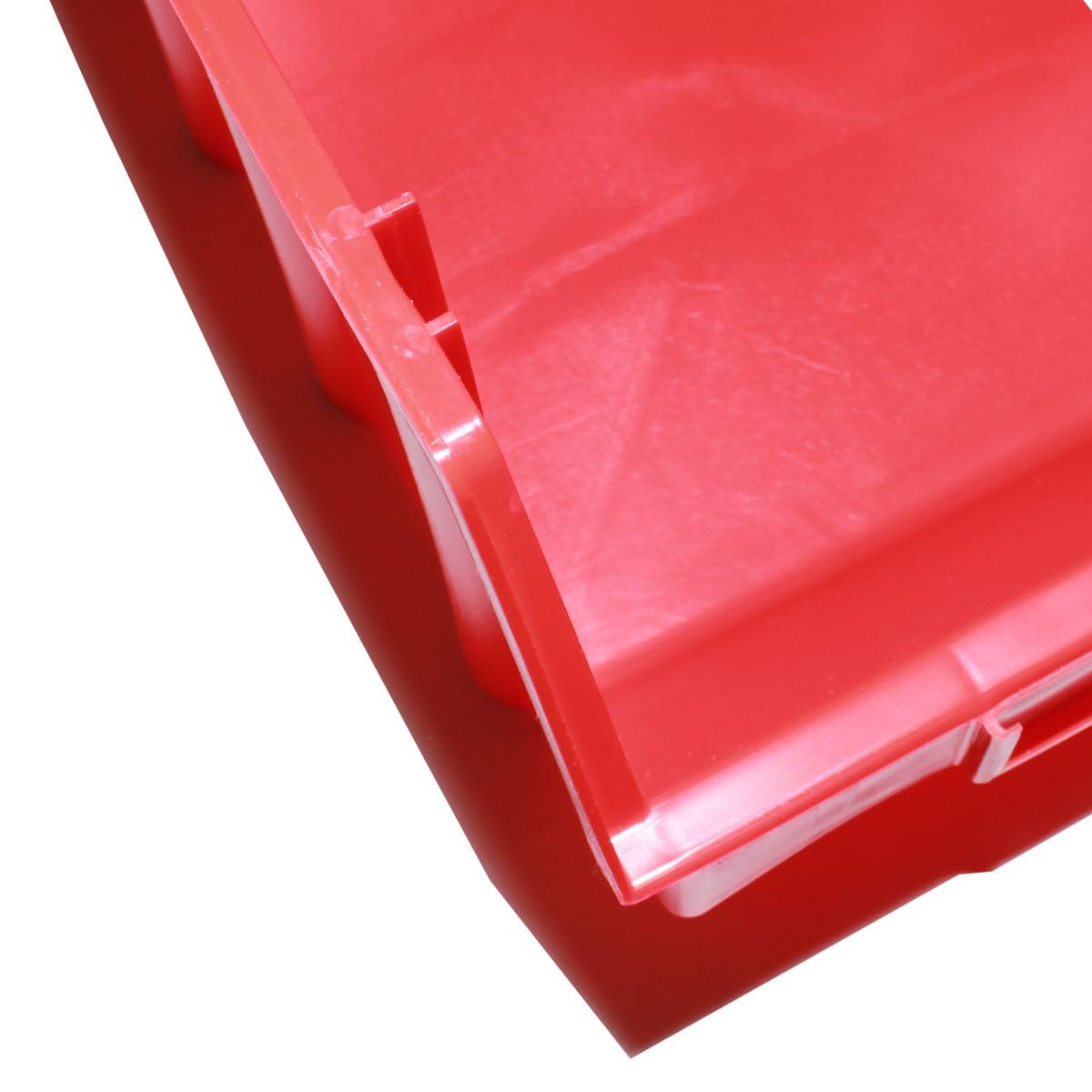 S&S-Shop 15 Stapelboxen Rot Gr.4 | aus hochwertigem Kunststoff | mit Schildcheneinschub | Lagerkisten | Schraubenbox | Lagerboxen | Sortierbox | Ordnungssystem | Werkstattzubehör