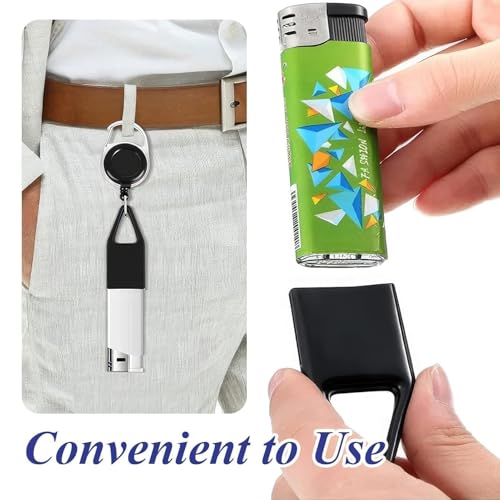 3 Stück Feuerzeug Schlüsselanhänger Set, Lustige Feuerzeug Anhänger mit Einziehbarer Schnur, Karabinerhaken,Skalierbar 3m,Diebstahlschutz, Kompatibel mit den meisten Feuerzeugen(Blau Schwarz Weiß)