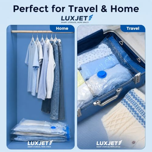 Image of Vacuum Storage Bags with Free Electric Pump, 9 Pack Space Saver Vacuum Seal Bags - 3 Jumbo, 3 Large, 3 Medium, Airtight Compression Bags for Clothes, Blankets, Pillows, Comforters, Duvets & Travel