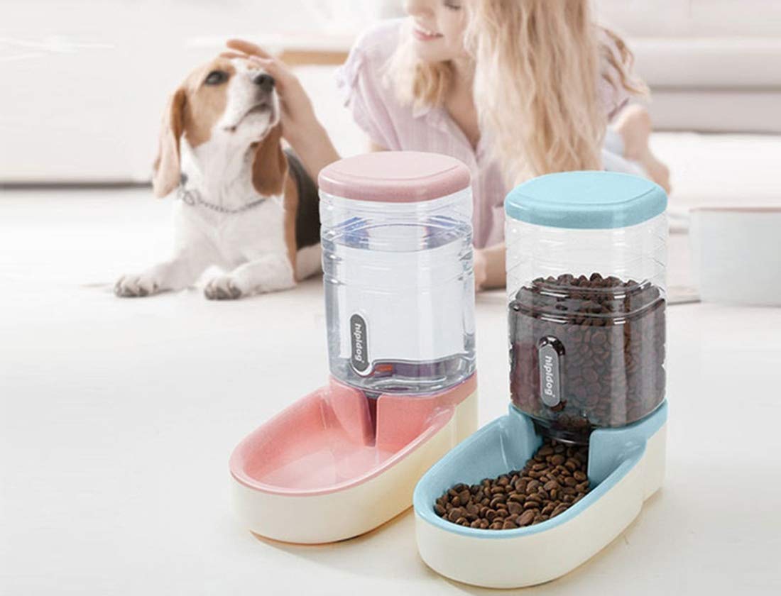 Alimentador de Mascotas de Rechel Alimentador Automático Alimentador de Mascotas 2 en 1 para Alimentación Y Riego con Botella de Agua para Alimentos Y para Perros Y Gatos