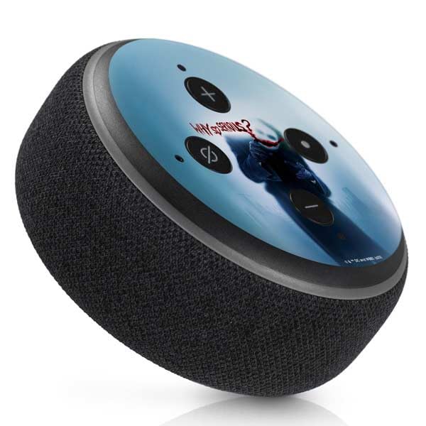 Skinit Decal Audio Skin Compatible with Amazon Echo Dot 3 - Officially Licensed The Dark Knight Why So Serious Design