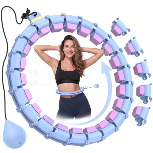 Plus Size Weighted Hula Infinity Fitness Detachable Hoop 65 Inch, 32 Knots