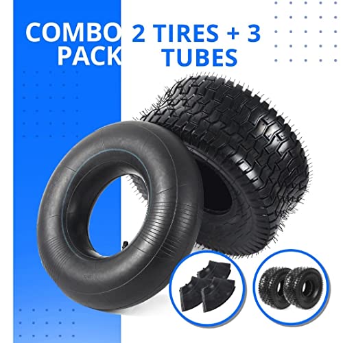 Image of AR-PRO Combo Pack 15x6.00-6 Lawn Mower Tires (2 Tires+3 Tubes) - 4 Ply Replacement Tires and Tubes Heavy Duty for Lawn Garden Yard Tractors and ATVs