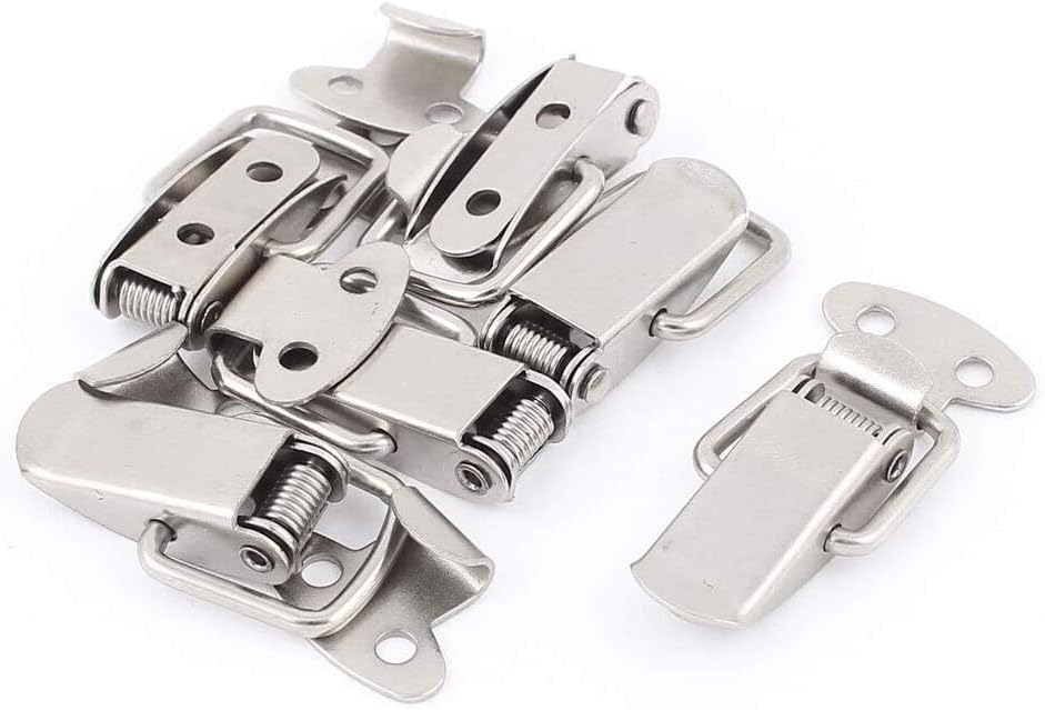 HEAGER Hasp Clasp Lock,Hook-Latches 6Pcs Spring Loaded Metal Suitcase Chest Tool Boxes Locking Toggle Latch Hasp Lock Hardware Hasps Home Improvement Metal (Color : Silver)