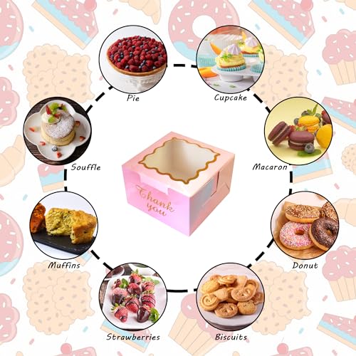 Moldtas BXYA100001 20Pcs Cookie Boxes 4X4X2.5 Inches Pink Bakery Boxes thumb #3