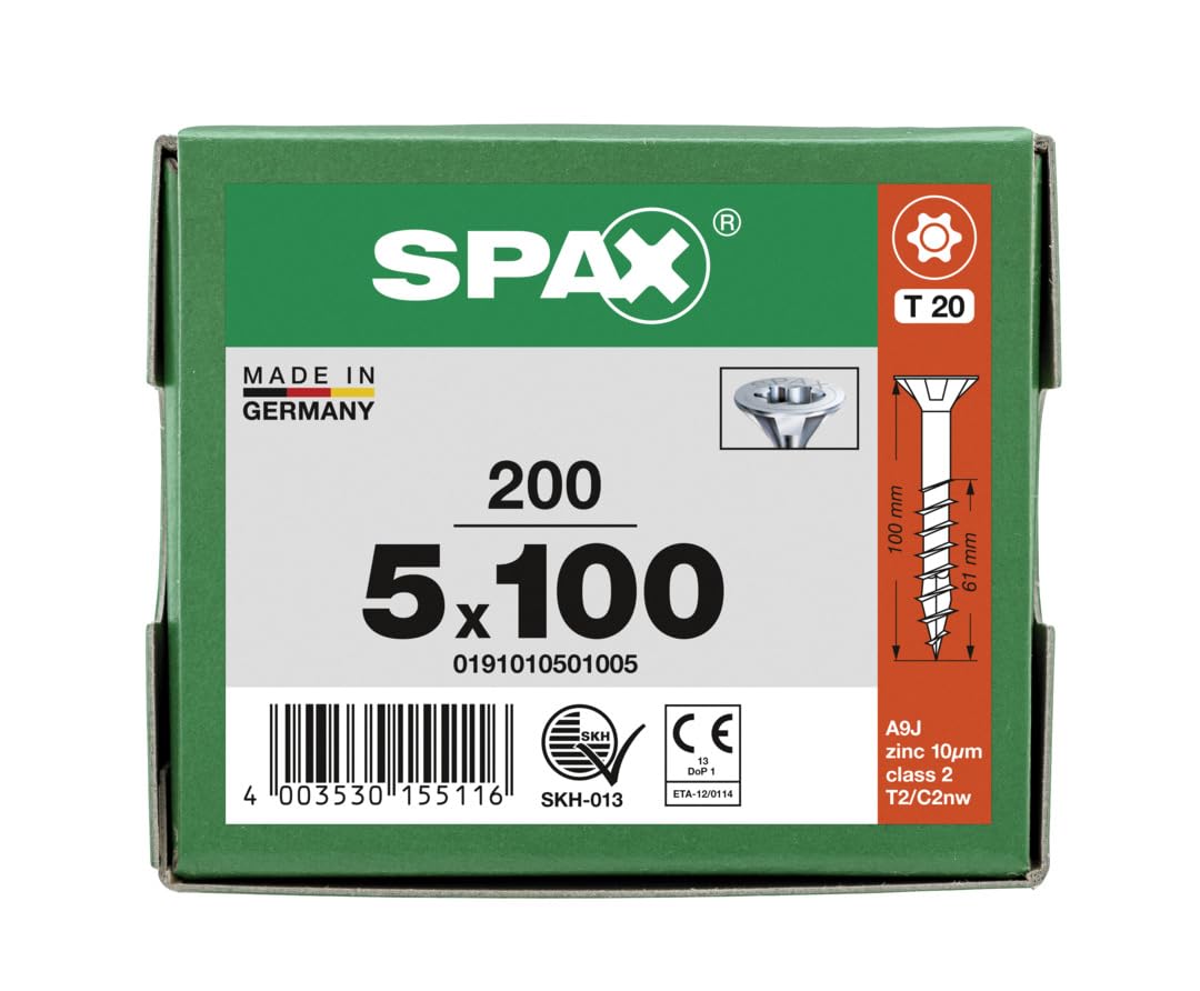 SPAX Universalschraube, 5 x 100 mm, 200 Stück, Teilgewinde, Senkkopf, T-STAR plus T20, 4CUT, WIROX - 0191010501005 – Ansicht 2