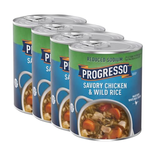 Progresso Reduced Sodium, Savory Chicken &amp; Wild Rice Soup, 19 oz. (Pack of 4)