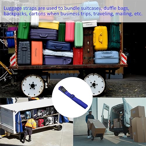 Image of M METERXITY 1 Pack Luggage Straps- Travel Baggage Accessories Adjustable Suitcase Belt with Quick Release Buckle, Apply to Travel (2 Meters, Blue)