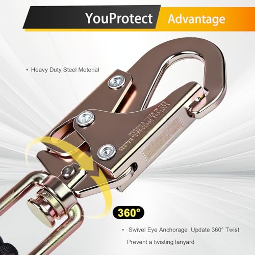 6FT Self Retracting Lifeline Fall Protection Retractable Lanyard, Fall Arrest Safety Yoyo for Construction Industrial - OSHA/ANSI Compliant (Alloy Small Hook) by YouProtect - Image 8