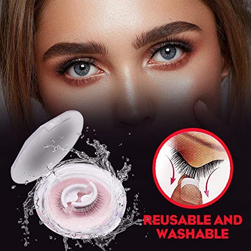 Reusable Self-Adhesive Eyelashes Without Glue - Natural Fluffy False Eyelashes - Wispy Long Extension Eyelashes Pack - Makeup Thick Fake Eyelashes, Soft Reusable Lashes No Glue - Christmas Gift (2 Pair, L01 NATURAL)