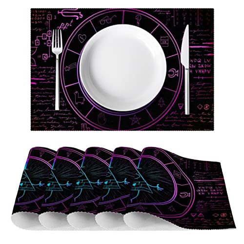 Set de table Bill Cipher zodiaque antidérapant et résistant pour repas geek