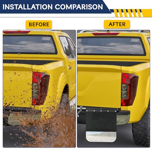 Image of 2 inch 2.5 inch 3 inch Hitches Mounted Truck Mud Flaps with Stainless Steel Plates, Stone Guards for Trucks, Adjustable Width & Height Universal Fit for Most Vehicles
