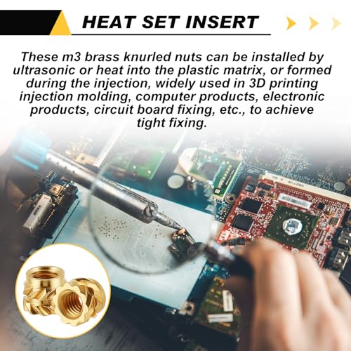 Image of Yaocom 500 Pcs M3 Threaded Inserts M3 x D5 x L4 Heat Set Inserts Brass 3D Printing Knurled Metric Nuts for Plastic, 3D Printing Components
