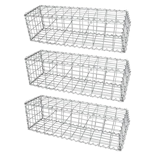Monster Shop Gabion Baskets Galvanised Steel Cages Mesh Wire Stone Basket Outdoor Spiral Retaining Wall Planter Garden / 100 x 30 x 30cm / 3 Pack