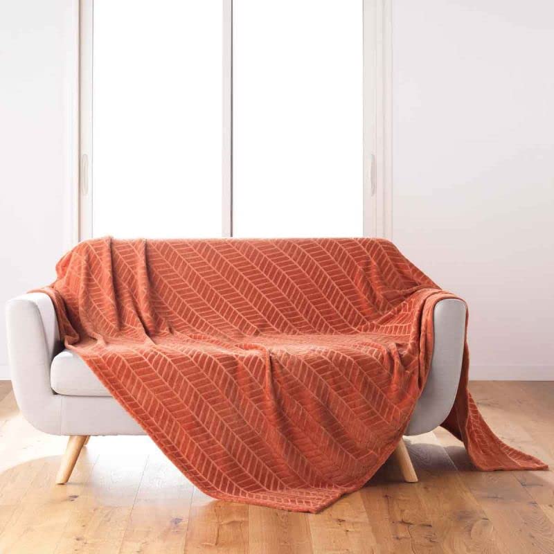 Paris Prix Plaid Flanelle Uni Arya 180x220cm Terracotta