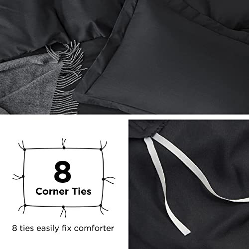 Image of Bedsure Twin /Twin XL Duvet Cover, Soft Double Brushed Bedding Set, Black | For Kids & Adults, 68 inchx90 inch Comforter Cover, Hotel Luxury, All Season, Breathable, Easy Care, Lightweight, Zipper Closure
