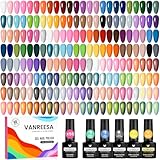 VANREESA Gel Nail Polish Set, 55 Colours Gel Nail Polish Kit with Base Top Coat Sutiable for All Seasons Nail Varnish Professional DIY Nail Art at Home Gift for Women