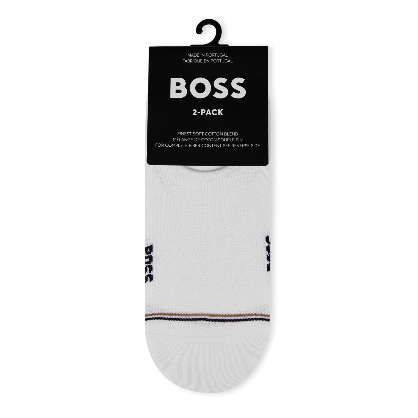 BOSS Men's 2P LC Iconic CC Invisible Socks, White100, 39-42