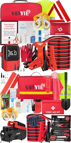 Kit de emergencia vial para auto con compresor y cables miniatura 1