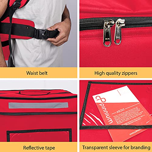 Image of Polyester Modern Maxim Insulated Water Stain Repellent Food Pizza Courier Bag 67 Litres 16X16X16 Inches (Extra Large, Red)