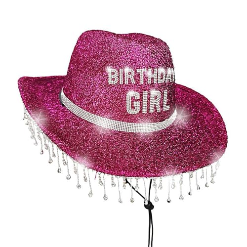 Chapeau cowboy strass étincelant en tissu respirant pour femme