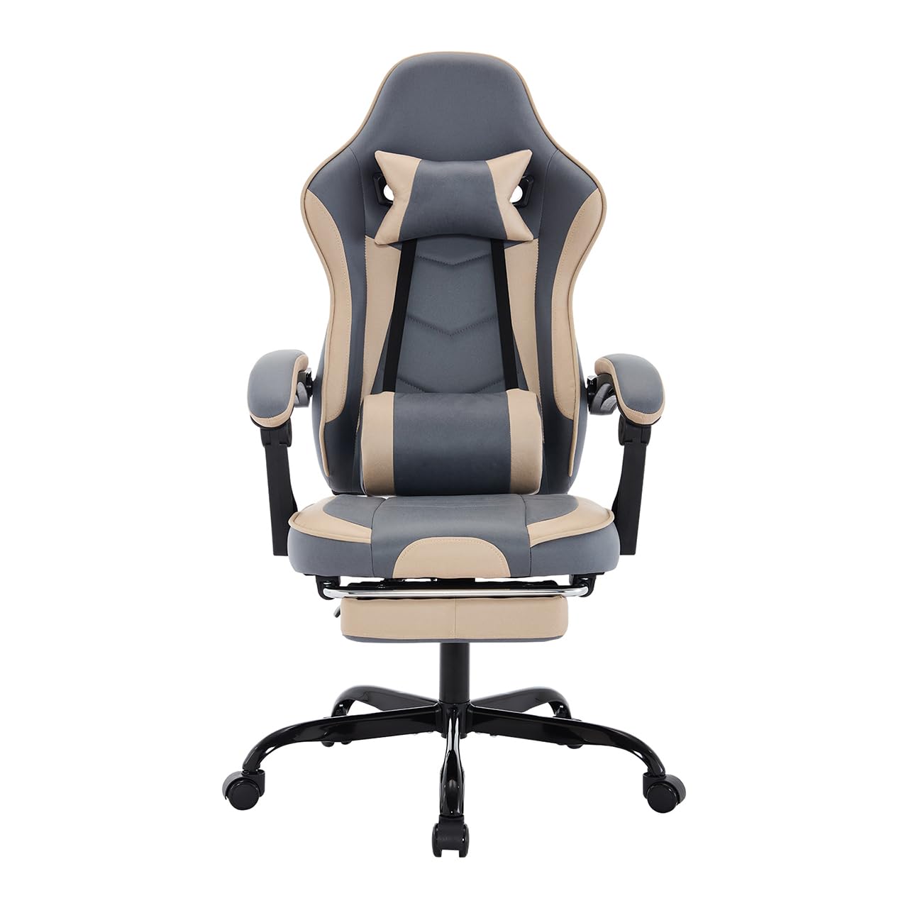 Gaming Desk Chair for Adults, Ergonomic Gaming Chair (Beige+Blue)