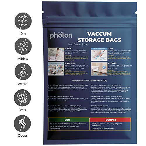 Premium Vacuum Storage Bags. 80% More Storage. Hand-Pump for Travel. Vacuum Sealer Bag with Double-Zip Seal and Triple Seal Turbo-Valve for Max Space Saving in a storage (Clear - Image 2