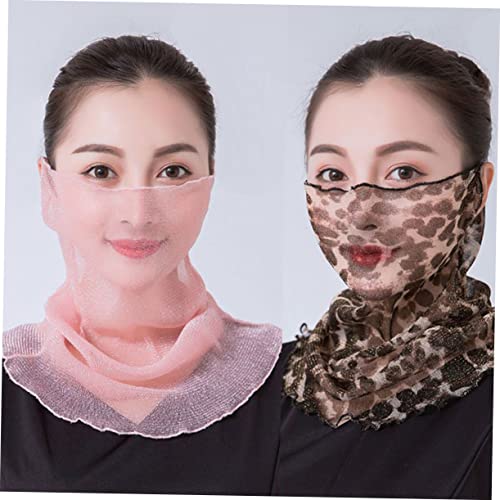 2pcs Women Scarf Mask Summer Bib Scarf Face Veil Face Neck Mask Thin Sunscreen Veil2