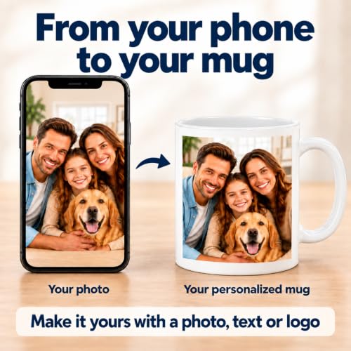 Personalized Custom Photo Coffee Mug, Text or Logo, 11 oz, White - Image 2