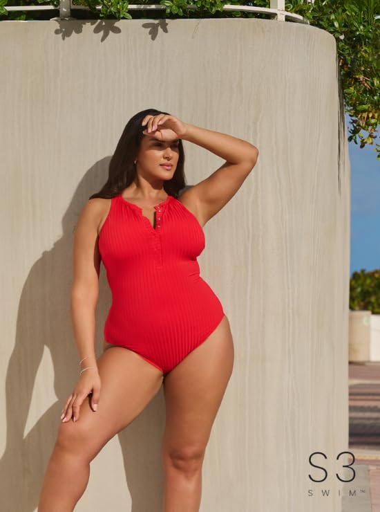 Women's Snap High Neck One Piece Swimsuit2