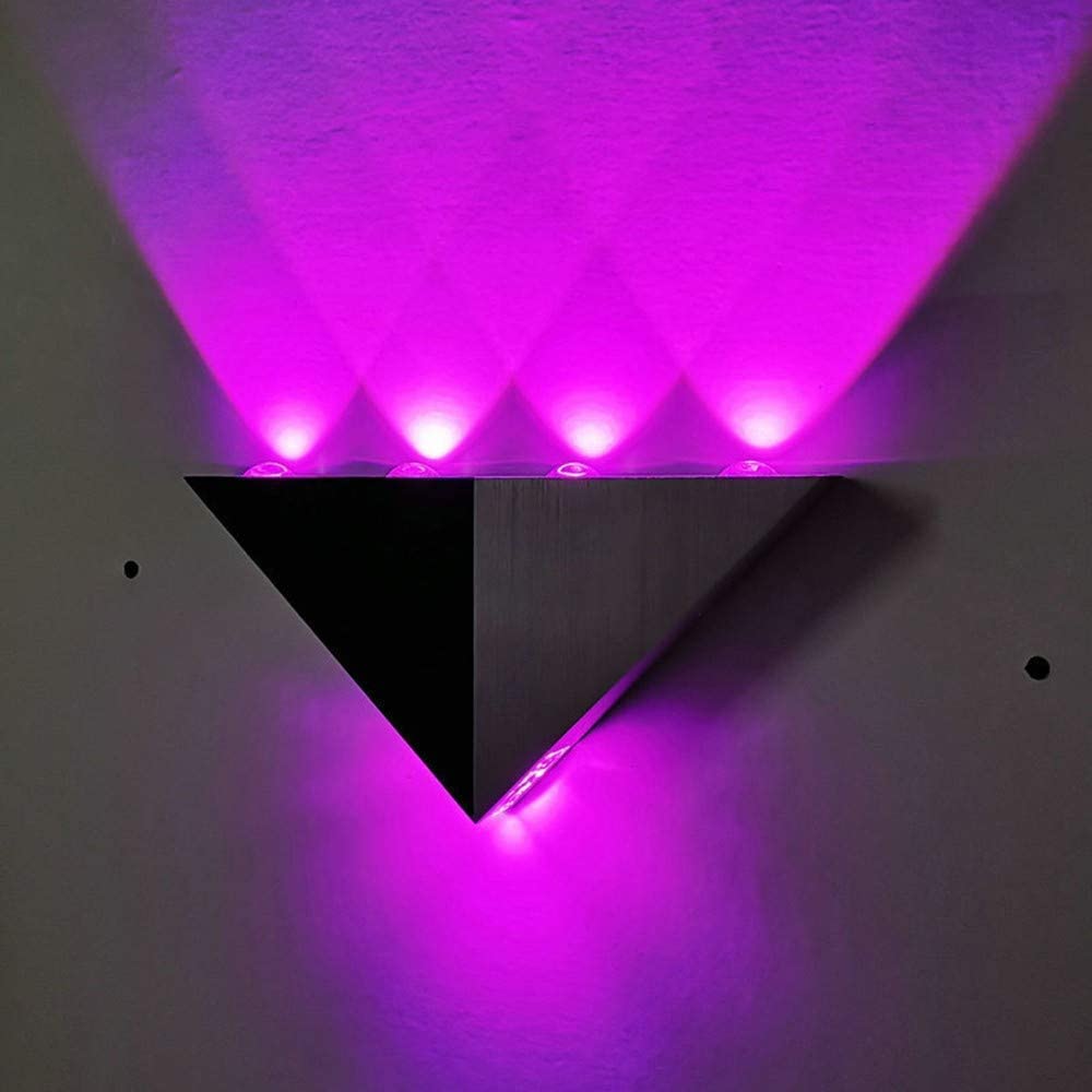 YUANZ Up and Down Wall Lamp,5W Indoor Modern Wall Wash Lights Modern Triangle Shape Neon LED Lamps for Bedroom Living Room Bar Hallway Porch (Purple)