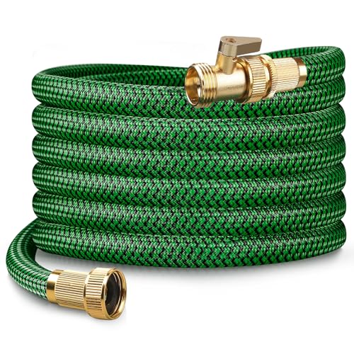 MEIIOFS 30FT Heavy Duty Garden Hose Non-Expandable Flexible Kink-Resistant Water Hose High-Density Fabric Leak-Proof Metal Connector for Patio Lawn Car Wash