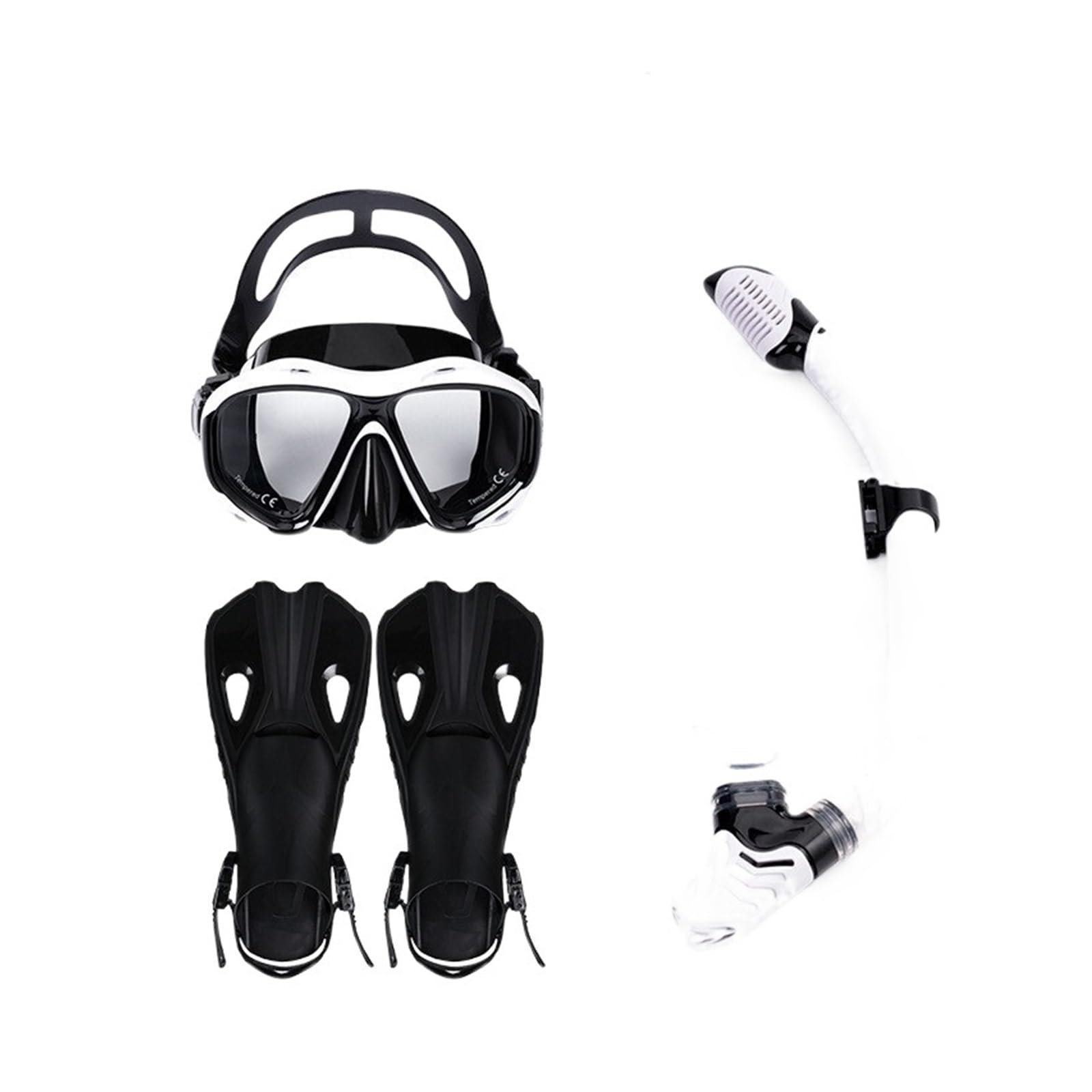 USKI Equipo de Buceo con Tanque de Buceo, Aletas Profesionales For Adultos, Gafas De Buceo, Snorkel, Traje De Tres Piezas, Máscara De Vidrio Templado Antivaho De Silicona (Color : Nero, Size : L)