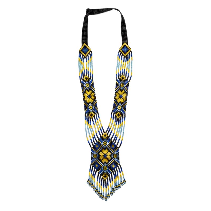 Collier Gerdan ukrainien en perles de rocaille tressées main
