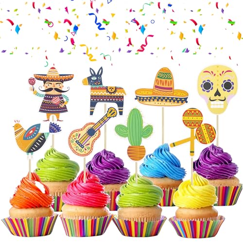Gyufise 32 pezzi Fiesta Cupcake Topper messicano
