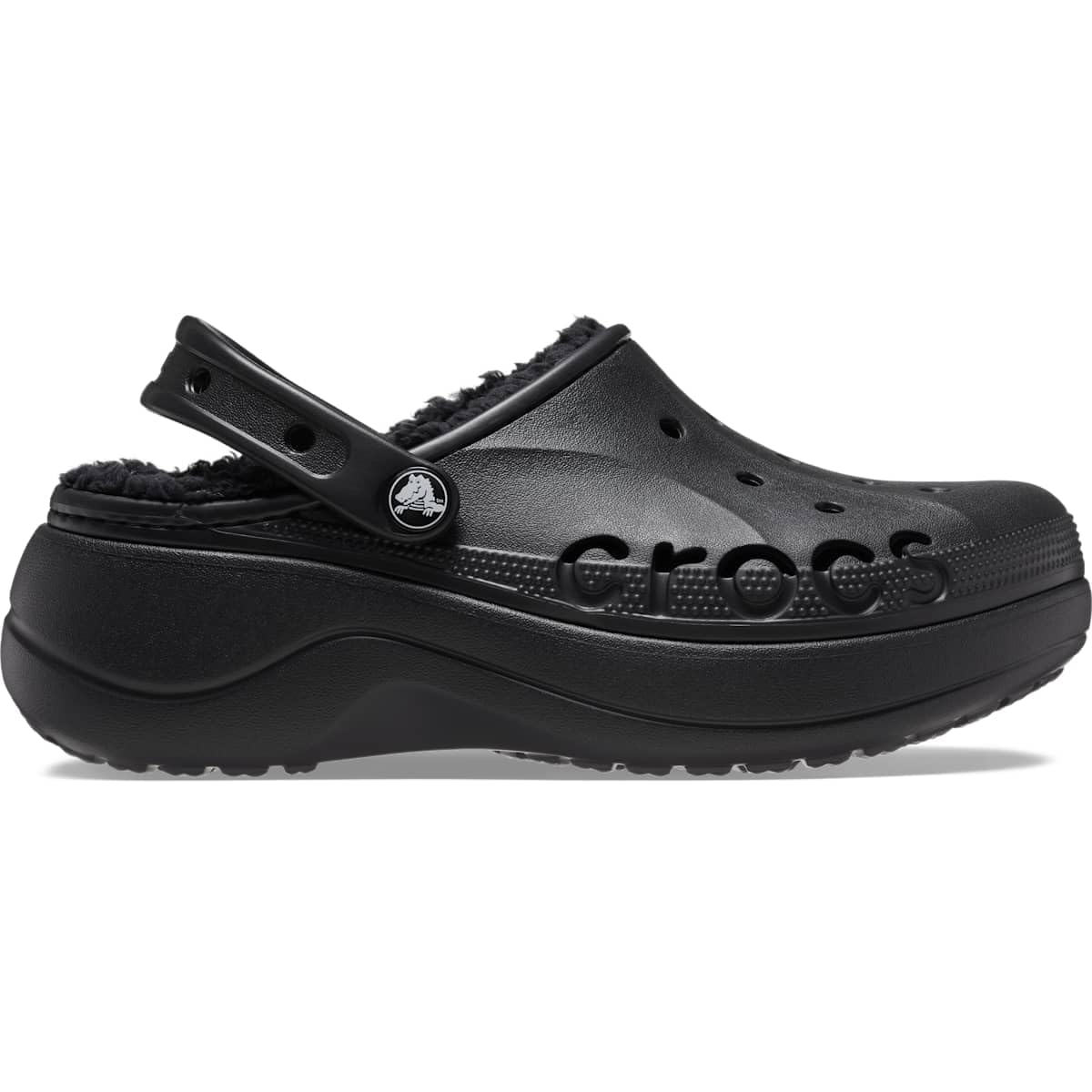 Crocs Plataforma de zuecos forrados Baya para mujer, Black, 36/37 EU