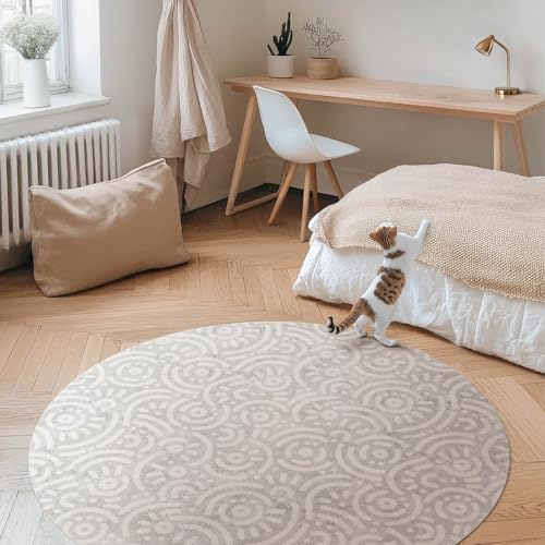 Tapis vinyle ø150 cm résistant aux rayures de sol pour protéger votre salon - 3