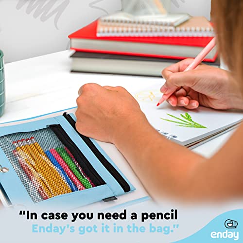 Image of Enday Blue Pencil Pouch For 3 Ring Binder, Zippered Binder Pencil Pouches, 3 Ring Pencil Pouch for Binder, Pencil Case for Binder, Large Pencil Bags for School, Home, and Office (2 Pack)