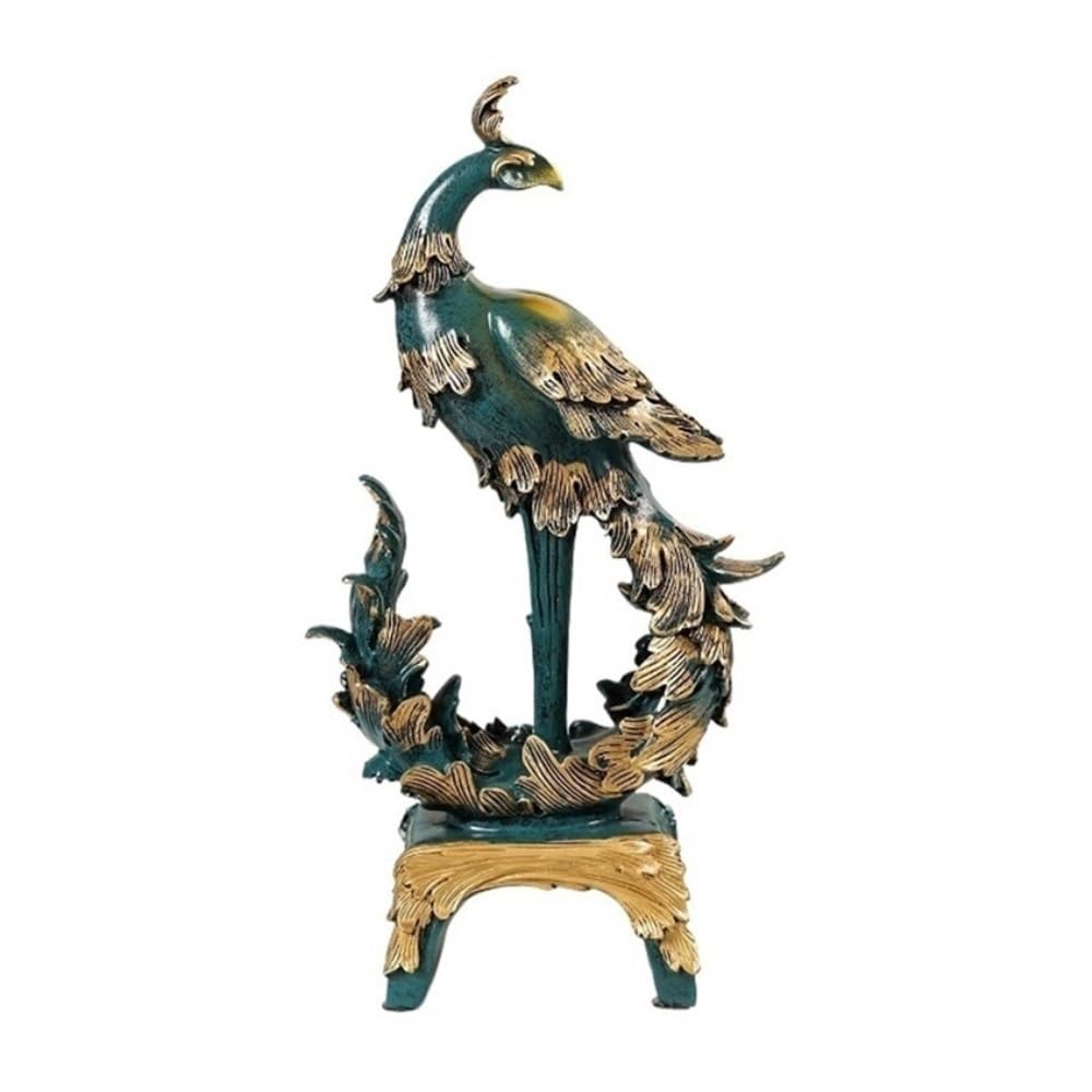 zhuyanbo007 Desk Statue, Light Luxury Phoenix Shape Ornaments Creative Mascot Porch Living Room Desktop Home Decoration(Green)