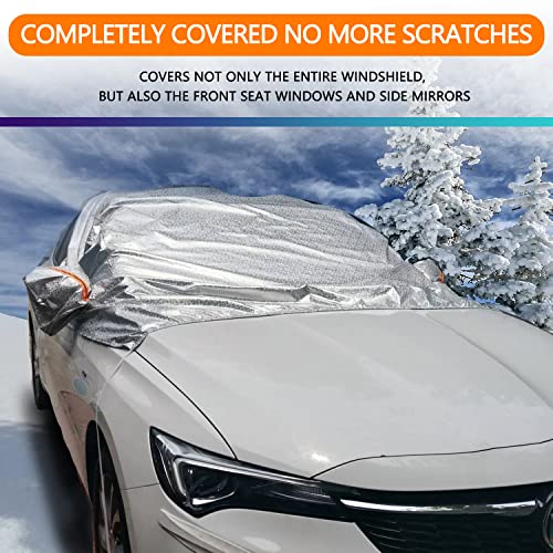 Yonwait 1 Piece Car Windshield Snow Cover, Universal Windshield Ice Cover Protect Windshield And Mirror Covers From Snow, Ice, Frost And Sun Shade Silver #08 (73.7"*66.5") #TOP5