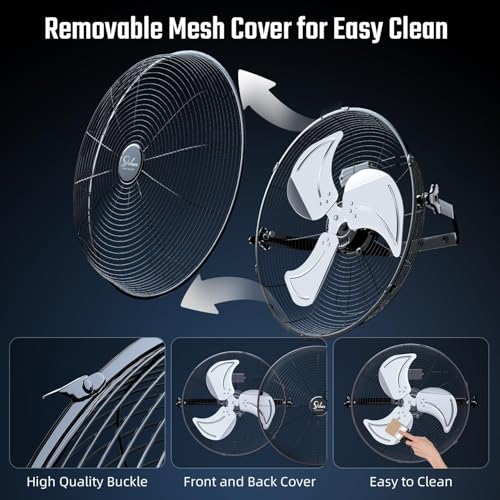 Image of Simple Deluxe 18 Inch Industrial Wall Mount Fan, Max 4200 CFM 3 Speed Commercial Ventilation Metal Fan for Warehouse, Greenhouse, Workshop, Patio, Factory and Basement - High Velocity