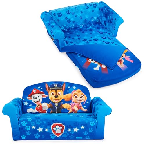 marshmallow Furniture, Paw Patrol 3-in-1 Slumber Sofa Baby Lounger, Convertible Kids Couch, Sofa Bed & Foam Toddler Nap Mat with Attached Blanket