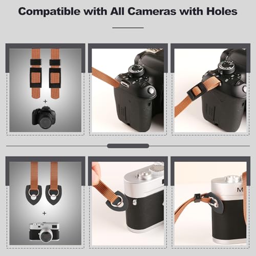 Image of Universal Camera Strap - Camera Neck Strap, Adjustable Shoulder Straps Compatible with Canon, Fujifilm, Nikon, Olympus, Panasonic and other SLR and mirrorless cameras - Brown