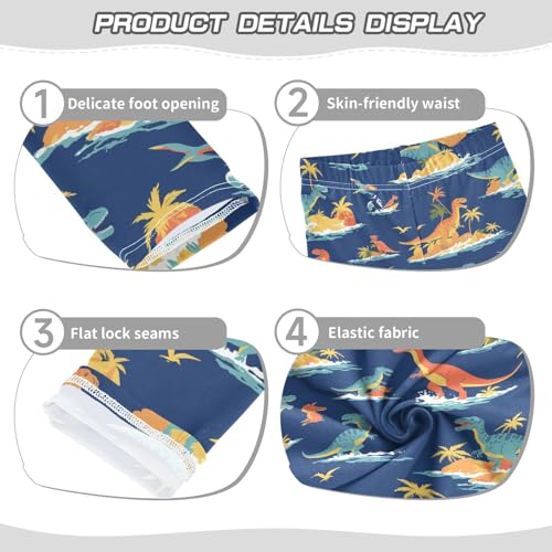 Wusikd Dinosaurs Surfing Girls' Leggings Toddler Doodles Blue Sky Kids Yoga Pants Dance Active Tights 4T3