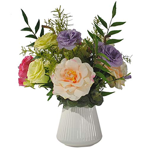 Fleur artificielle eustoma avec vase pour centre de table de salon